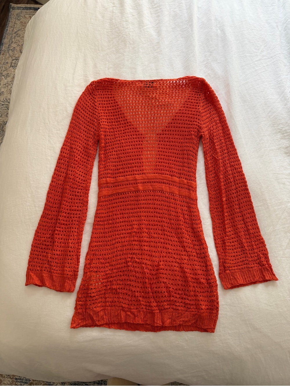 Peppermayo Orange Crochet V-Neck coverup dress - Picture 3 of 3